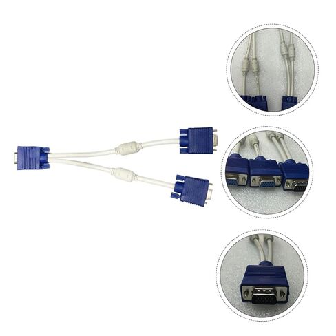 jojofuny 2PCS Vga Splitter Cable Dual Vga Output Video Adapter for Dual Monitor Display Abs Flexible Wire Mirror Display in Kuwait