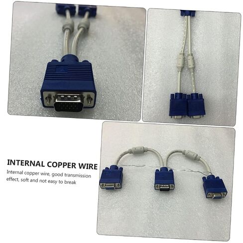 jojofuny 2PCS Vga Splitter Cable Dual Vga Output Video Adapter for Dual Monitor Display Abs Flexible Wire Mirror Display in Kuwait