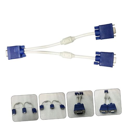 jojofuny 2PCS Vga Splitter Cable Dual Vga Output Video Adapter for Dual Monitor Display Abs Flexible Wire Mirror Display in Kuwait