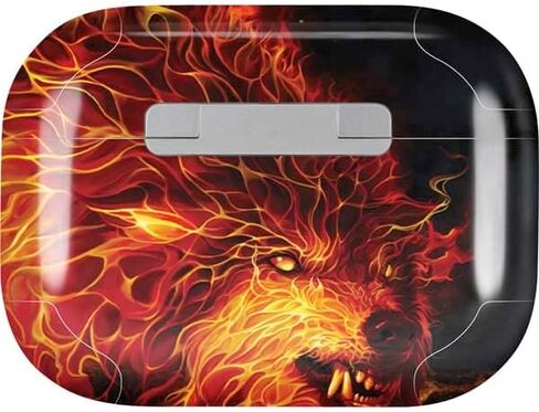 Skinit Decal Audio Skin Compatible with Apple AirPods Pro (2rd Gen, 2022) - Tate and Co. Fire Stalker Wolf Design in Kuwait