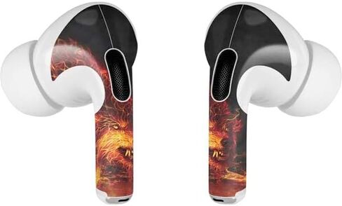 Skinit Decal Audio Skin Compatible with Apple AirPods Pro (2rd Gen, 2022) - Tate and Co. Fire Stalker Wolf Design in Kuwait