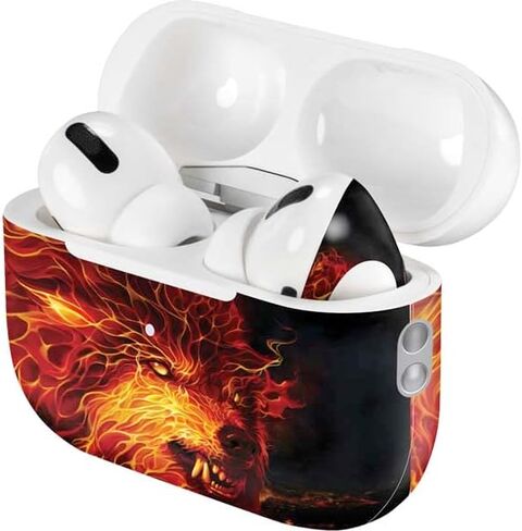 Skinit Decal Audio Skin Compatible with Apple AirPods Pro (2rd Gen, 2022) - Tate and Co. Fire Stalker Wolf Design in Kuwait