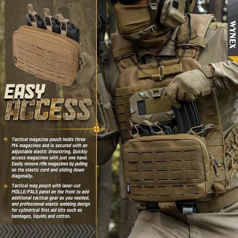 حقيبة WYNEX التكتيكية Molle Mag من تصميم القطع بالليزر، حقيبة مجلة تكتيكية ثلاثية لـ M4/M16 Mag، وحقائب أدوات إدارة Molle للوصول السريع، تتضمن حقيبة EMT الطبية المنظمة رقعة in Kuwait