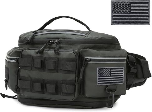 Tactical Fanny Pack for Men Women Military Waist Bag EDC Pouch Hip Belt Bags Fishing Hiking Camping with Patch (Black) in Kuwait