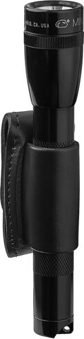 Shield Wallets Compact Holder for AA Mini Mag Flashlight, Open Top & Bottom Leather Holster with Snap Back Belt Slide, Fits Belts up to 1.75 Inch, Durable Duty Gear Accessory, Made in USA in Kuwait