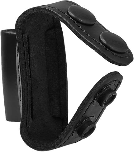 Shield Wallets Compact Holder for AA Mini Mag Flashlight, Open Top & Bottom Leather Holster with Snap Back Belt Slide, Fits Belts up to 1.75 Inch, Durable Duty Gear Accessory, Made in USA in Kuwait