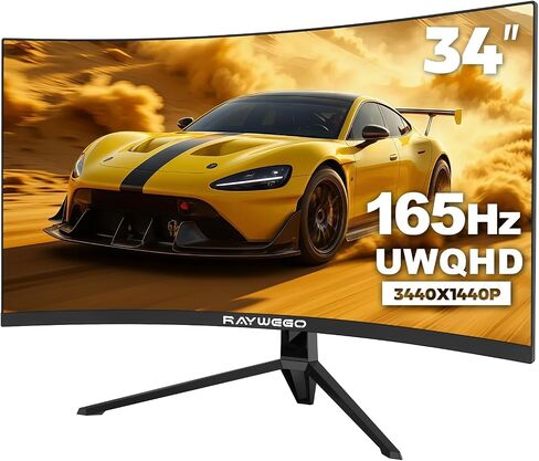 Raywego 34 Inch Curved Ultrawide Gaming Monitor, UWQHD 165Hz, 1500R in Kuwait