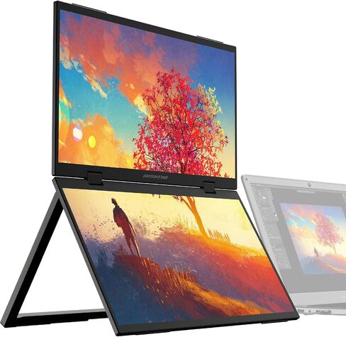 Packard Bell airFrame Dual 15.6-inch Portable Monitor, USB-C and HDMI, Vertical Stacking Display in Kuwait
