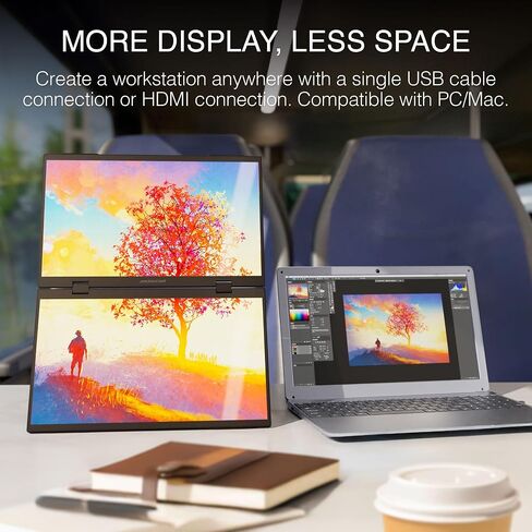 Packard Bell airFrame Dual 15.6-inch Portable Monitor, USB-C and HDMI, Vertical Stacking Display in Kuwait