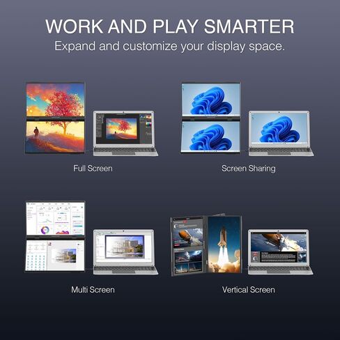 Packard Bell airFrame Dual 15.6-inch Portable Monitor, USB-C and HDMI, Vertical Stacking Display in Kuwait