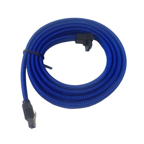 Double Latch Head 7-pin Internal Straight to 90-Degree Serial ATA Cable Blue Nylon Braided Latch Design with 2 Locker for Computer host, SSD, SATA Hard Disk, SATA Optical Drive, CD Writer in Kuwait