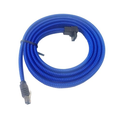 Double Latch Head 7-pin Internal Straight to 90-Degree Serial ATA Cable Blue Nylon Braided Latch Design with 2 Locker for Computer host, SSD, SATA Hard Disk, SATA Optical Drive, CD Writer in Kuwait