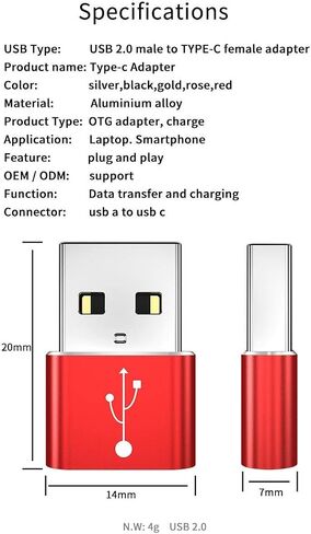 BoxWave Adapter Compatible with Canon EOS R5 - USB-A to C PortChanger (5-Pack), Type-C OTG Convert Charging Data Adapter - Metallic Silver in Kuwait