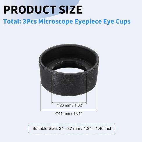PATIKIL 34-37 mm Eyepiece Eye Cups, 2Pcs Rubber Eyepiece Cover Guard for Stereo Microscope Telescope Aiming Scope, Black in Kuwait