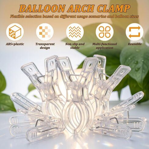 25Pcs Balloon Arch Clips, 3.54" Transparent Spring Clamps for Backdrop in Kuwait