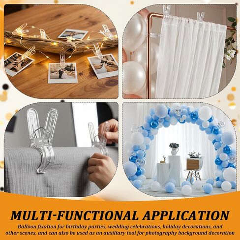 25Pcs Balloon Arch Clips, 3.54" Transparent Spring Clamps for Backdrop in Kuwait