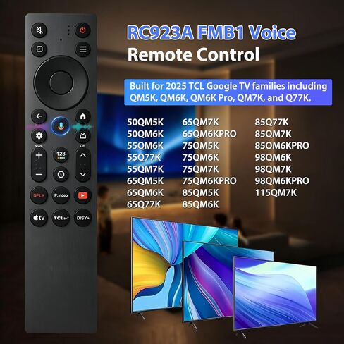 Replacement Backlit Voice Control for TCL Google TV Remote, RC923A FMB1 in Kuwait