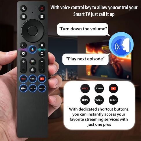Replacement Backlit Voice Control for TCL Google TV Remote, RC923A FMB1 in Kuwait