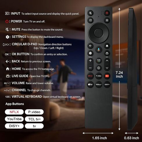 Replacement Backlit Voice Control for TCL Google TV Remote, RC923A FMB1 in Kuwait