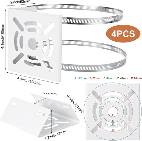 Acrux7 4 Pack Universal Vertical Pole Mount for Security Camera White in Kuwait