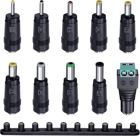 10PCS DC Power Adapter Connector kit with 5.5 x 2.1mm Female Base, 2.5x0.7mm/3.0x1.1mm/3.5x1.35mm/4.0x1.7mm/4.8x1.7mm/5.5x1.7mm/5.5x2.5mm/6.3x3.0mm/6.0x4.4mm/LED Terminal Connector in Kuwait