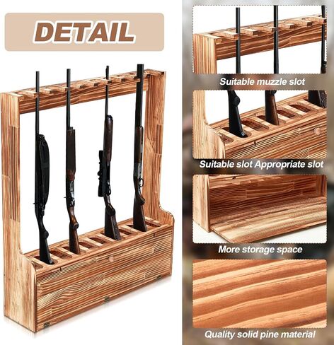 Soaoo 10 Wooden Gun Racks Floor Stand with Storage in Saudi Arabia