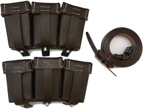 WWII German K98 Triple Ammo Leather Pouch Set (Repro) - (Free K98 Sling) in Kuwait