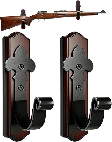 Gun Rack Wall Mount, Wooden Base Metal Hooks for Rifles and Shotguns in Kuwait