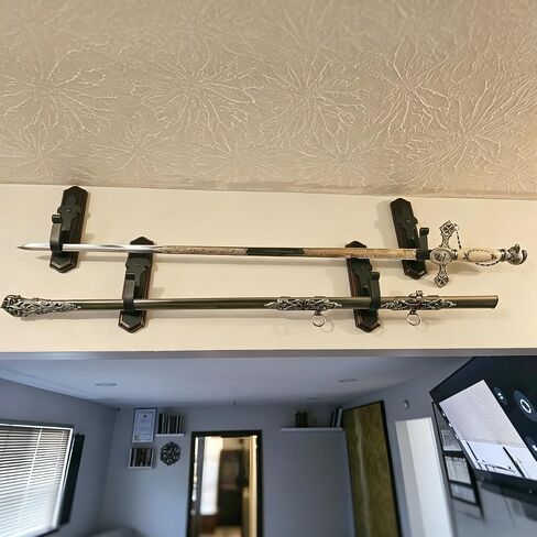 Gun Rack Wall Mount, Wooden Base Metal Hooks for Rifles and Shotguns in Kuwait