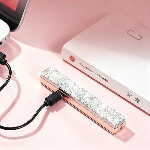 2 Pack Pink Diamond Shape Electric Lighter Windproof Flameless Bling in Kuwait
