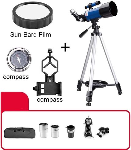 Outdoor Astronomy Telescope 70mm Aperture 400mm Mount Astronomical Refractor Telescope Travel Kids Telescope Telescopes for Adults Astronomy Beginners with Carry Bag and Tripod (Package 3) in Kuwait