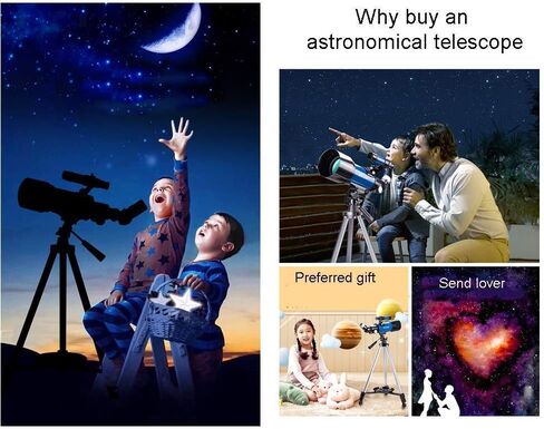 Outdoor Astronomy Telescope 70mm Aperture 400mm Mount Astronomical Refractor Telescope Travel Kids Telescope Telescopes for Adults Astronomy Beginners with Carry Bag and Tripod (Package 3) in Kuwait