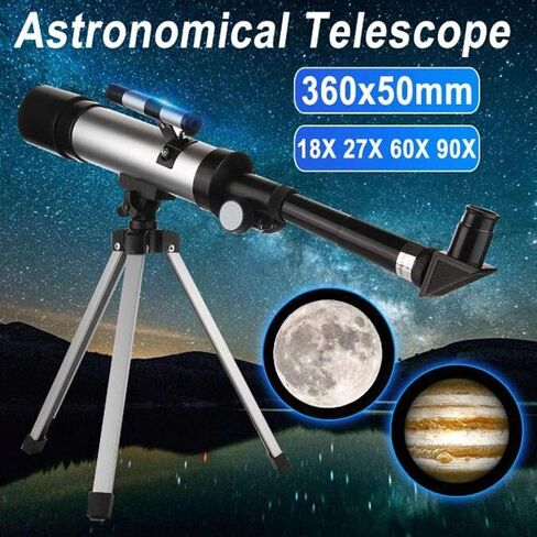 Monocular Astronomical Telescope Tube Refractor Monocular Telescopic Spotting Scope + Portabale Tripod (Black Silver) in Kuwait
