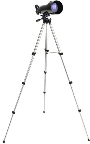Astronomical Telescope Profession Stargazing 100x Telescope Beginners Adult 70mm Astronomical Refractor Telescopes with Height Adjustable Tripod White (White) in Kuwait