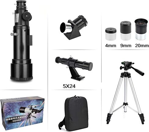 Astronomical Telescope Profession Stargazing 100x Telescope Beginners Adult 70mm Astronomical Refractor Telescopes with Height Adjustable Tripod White (White) in Kuwait