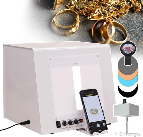 Portable Photo Studio Light Box with Automatic Turntable Hanging Rotating Rack-for Necklaces/Earrings/Bracelets (Tb30) in Kuwait