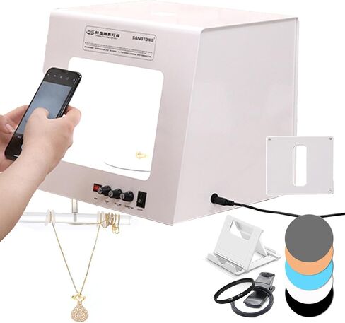 Jewelry Photography Light Box Kit with Electric Rotating Feature, 4pcs Fill Lights-Adjustable Brightness,Mini Photo Studio Softbox (Tb20) in Kuwait