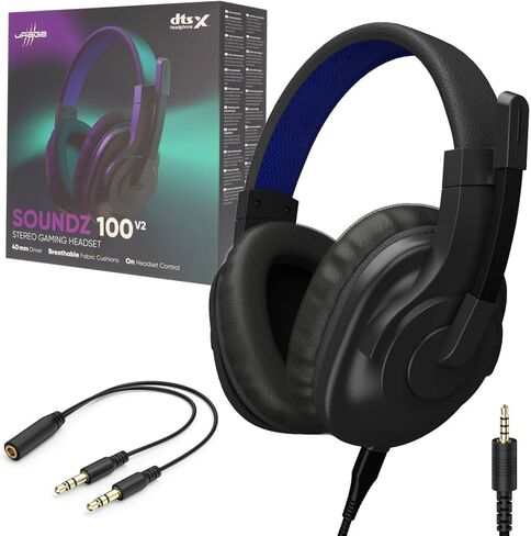 uRage Gaming Headset SoundZ 100 V2 Wired Multi-Platform Headphones for PS4/PS5/PC/Xbox/Laptop/Smartphone Over-Ear Black in Kuwait