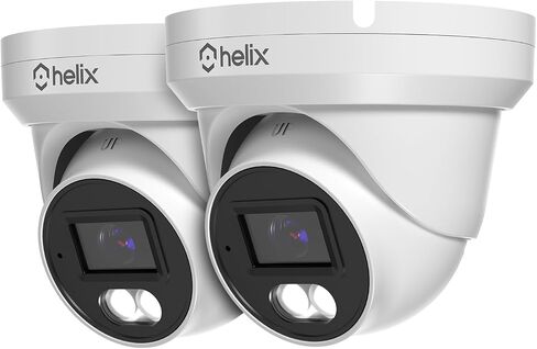 Helix 2PK 4K/8-MP Security AI IP PoE Camera, Human Detection, NDAA Compliant, Indoor Outdoor Surveillance Turret, Built in Mic, Support 256GB MicroSD, Deterrent, 2PK-HLX-IP8M-T303EW-AI in Kuwait