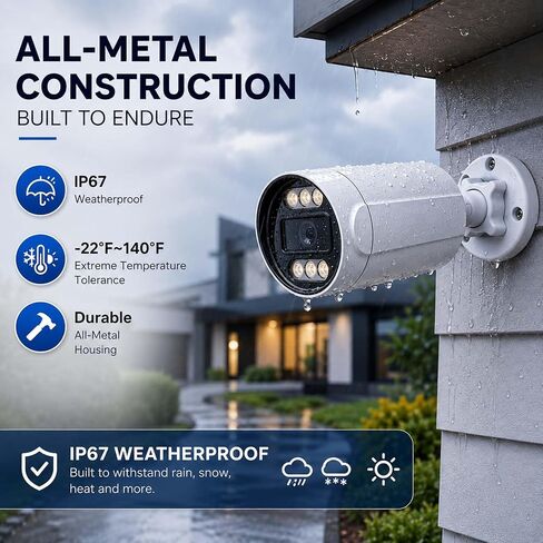 4K 8MP Security PoE IP Camera Wired, 2.8MM Wide-Angle Lens in Kuwait