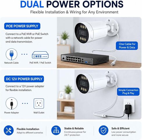 4K 8MP Security PoE IP Camera Wired, 2.8MM Wide-Angle Lens in Kuwait
