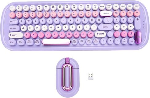 Wireless Keyboard and Mouse Combo, Retro Typewriter Round Keycap in Kuwait