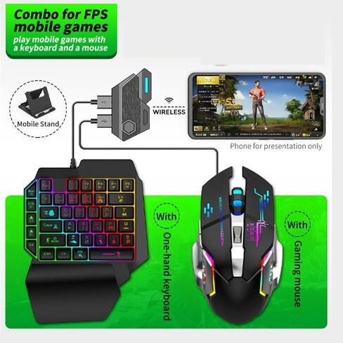 AUNMAS Hand Gaming Mouse Keyboard Phone Holder Gaming Converter Combo ABS in Kuwait