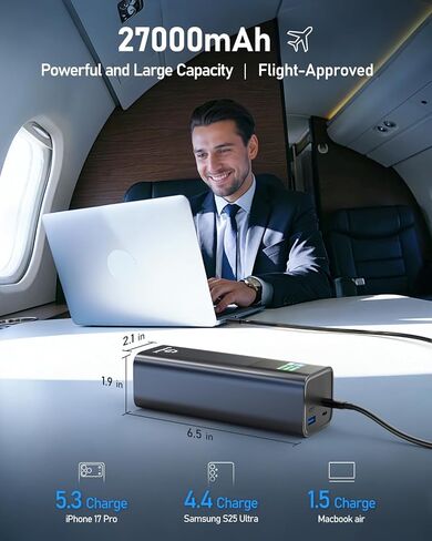 27000mAh Power Bank, 140W Laptop Portable Charger with PD 3.1 Fast Charging, Smart Sisplay, 99Wh Battery Bank for MacBook Pro/Air, iPad Pro, iPhone17/16 Series, Samsung and More(Dark Gray) in Saudi Arabia