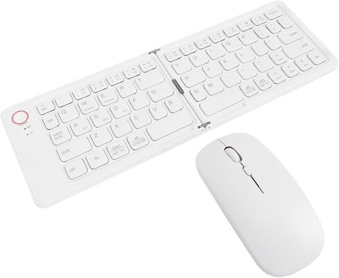 Yoidesu Foldable Bluetooth Keyboard Mouse Combo, 67 Keys Wireless Keyboard with Rechargeable Battery, Portable Travel for iOS Android Laptop Tablet (White) in Kuwait