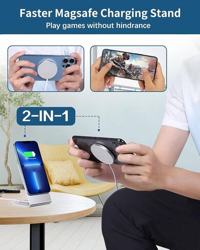 Magnetic Wireless Charger Mag-Safe Charger for iPhone 17/16/15/14/13/12 Series Convertible Magnet Wireless Charging Stand/Pad with 5ft Cable for iPhone and AirPods 2/3/Pro 2/Pro in Kuwait