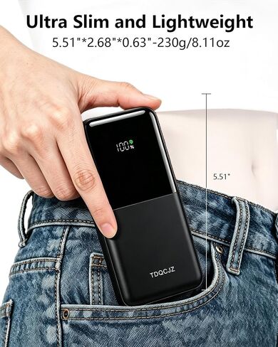 10000mAh Portable Charger, Ultra Slim Power Bank, 22.5W USB-C Fast Charging Battery Pack Compatible with iPhone 17/16/15/14/13/12 Pro Samsung Galaxy, AirPods, Tablets, Travel Essentials​ (Black) in Saudi Arabia