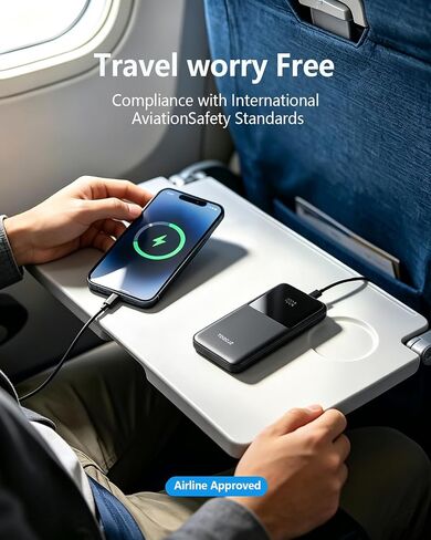 10000mAh Portable Charger, Ultra Slim Power Bank, 22.5W USB-C Fast Charging Battery Pack Compatible with iPhone 17/16/15/14/13/12 Pro Samsung Galaxy, AirPods, Tablets, Travel Essentials​ (Black) in Saudi Arabia