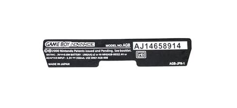 Game Boy Advance AGB Model High Quality Replacement Sticker Label in Kuwait