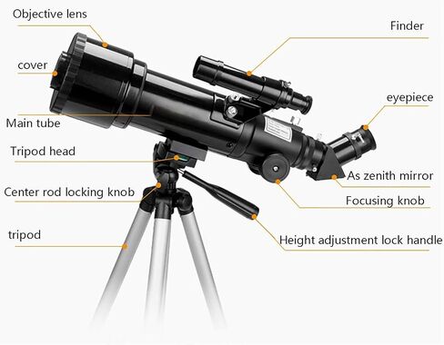 Profession Stargazing Astronomical Telescope 100x Telescope for Adults Beginners 70mm Astronomical Refractor Astronomical Telescope with Height Adjustable Tripod White (White) in Kuwait